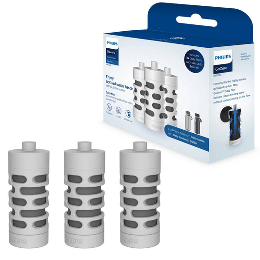 Philips 150L Grey Water Bottle Filter 3 Pack - Activated Carbon Fibre - Efficient Filtration