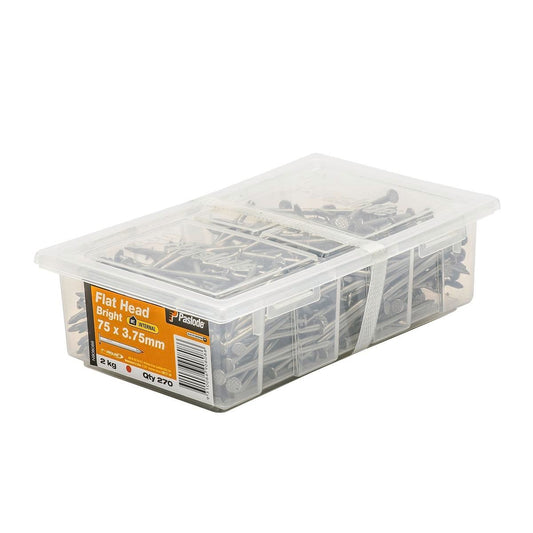 Paslode Flat Head Nails 75mm Bright Steel 2kg 270 Pack - Auzzistore