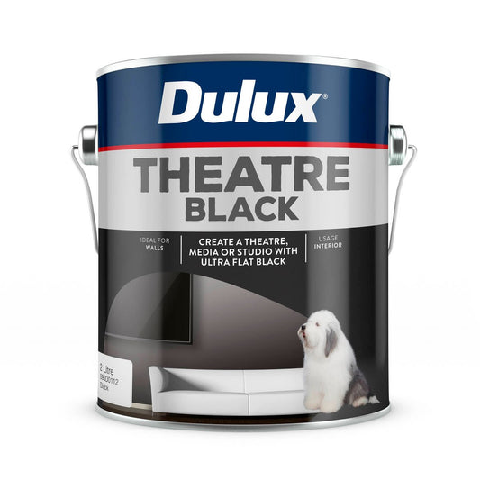 Dulux Design Theatre Black Paint - 2L Water Based - Flat Finish - Interior Use