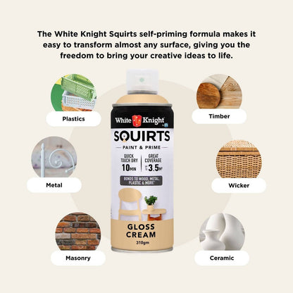 White Knight Squirts Cream Gloss Spray Paint 310g Quick-Dry Durable