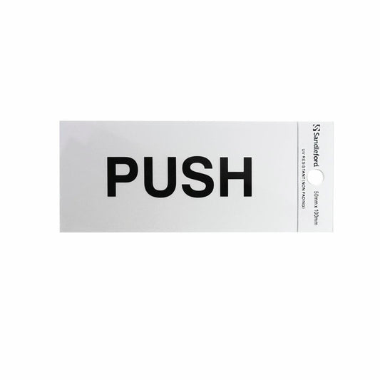 Sandleford Push Silver Self Adhesive Sign 100 x 50mm - Durable Indoor Outdoor - Auzzistore