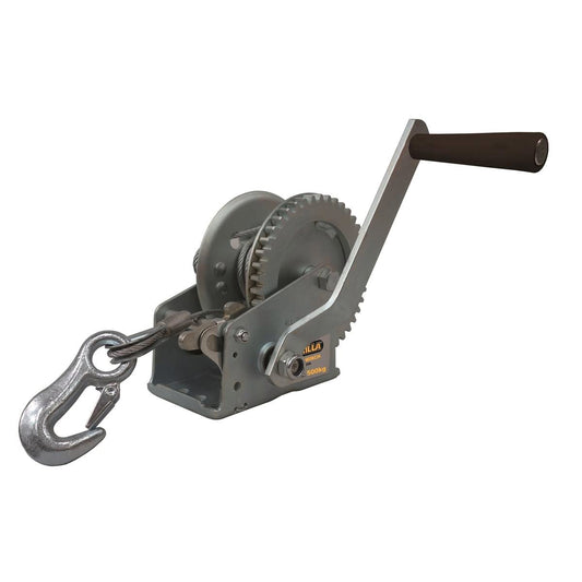 Gorilla 500kg Hand Winch - 6m Wire Rope - Galvanised Steel - Durable - Auzzistore
