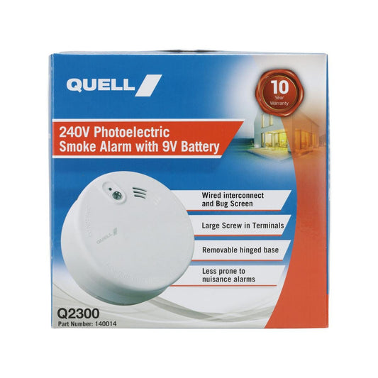 Quell Photoelectric Smoke Alarm - 240V - Mains Powered - Interconnectable - Auzzistore
