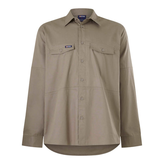 Citeco Long Sleeve Shirt Size L - Khaki - UPF 50+ Sun Protection - Breathable Cotton