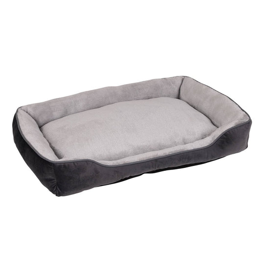 Happy Tails Large Grey Lounger Bed 90 x 60 cm - Plush Comfort for Pets