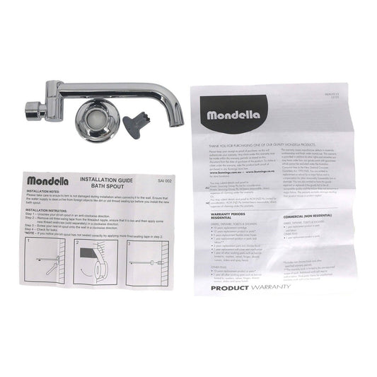 Mondella Swivel Bath Spout - Chrome - 185mm Reach - Modern Design – view 2