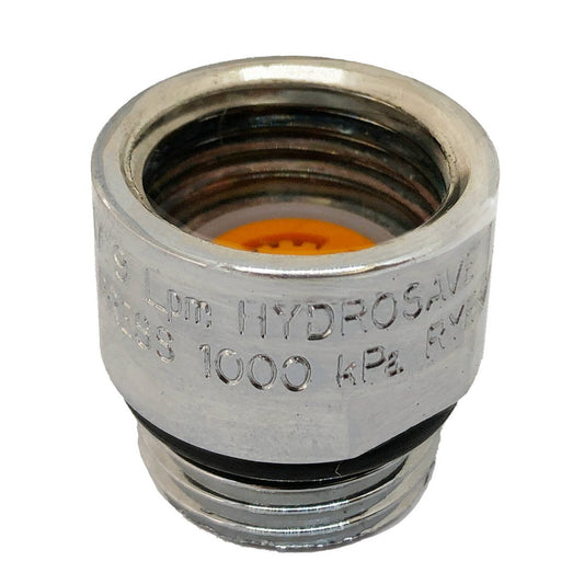 Hydrosave Inline Flow Controller - 9L Min - Chrome Plated - Reduces Water Usage - Auzzistore