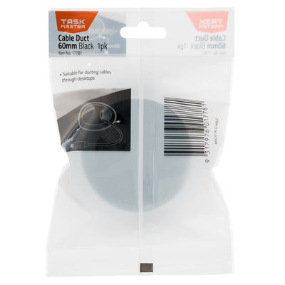 Taskmaster 60mm Black Cable Duct - Cable Management Solution - Easy Install