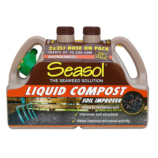 Seasol Liquid Compost Twin Pack - 2 x 2L - Revitalises Soil - Brown - Auzzistore