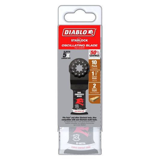 Diablo 30mm Starlock Bi-Metal Demo Demon OMT - Nail Embedded Wood - 10 Pack - Durable Cutting Blades - Auzzistore
