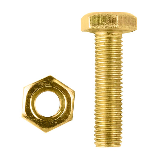 Pinnacle Hex Bolt and Nut - 1/4 x 1in - Yellow Zinc - 10 Pack - Auzzistore