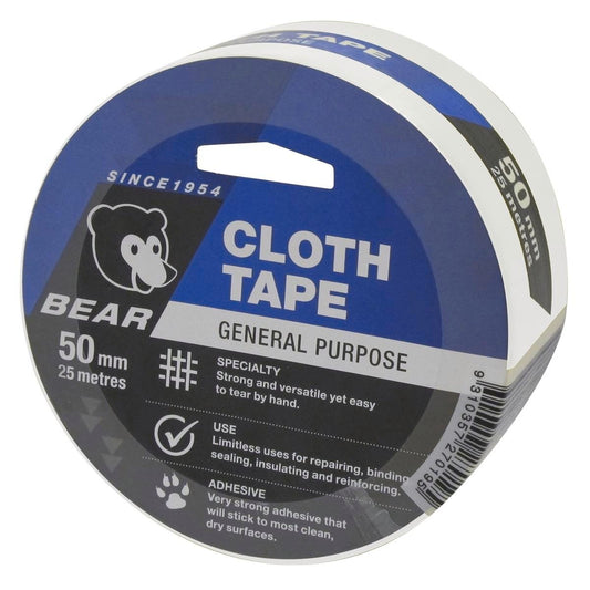 Norton Bear Cloth Tape 50mm x 25m White - Strong Flexible Adhesive - Auzzistore