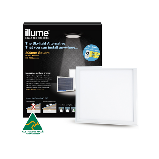 Illume 300mm Square Flush Mount Skylight Alternative - Aluminium - No Heat Transfer