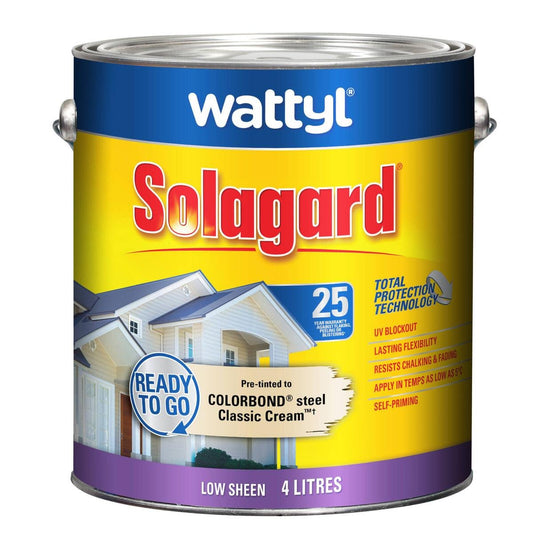 Wattyl 4L Classic Cream Low Sheen Solagard Exterior Paint - Durable Protection - Auzzistore