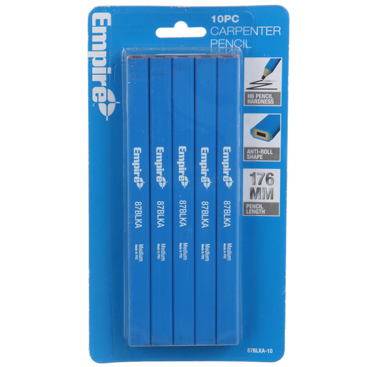 Empire Carpenters Pencil 10 Pack - Medium Graphite - Blue - Easy Grip - Auzzistore