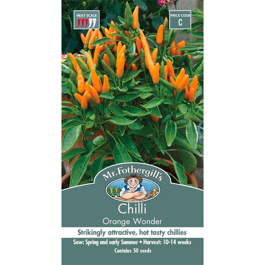 Mr Fothergill Chilli Orange Wonder Seeds - 75mm - Easy To Grow - Hot - Auzzistore