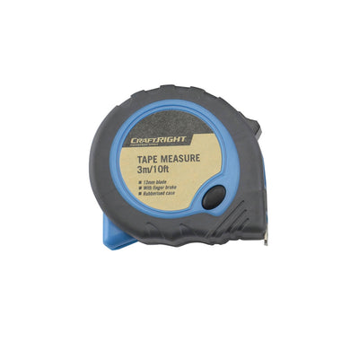 Craftright 3m Tape Measure - Durable Rubberised Case - 13mm Wide Blade