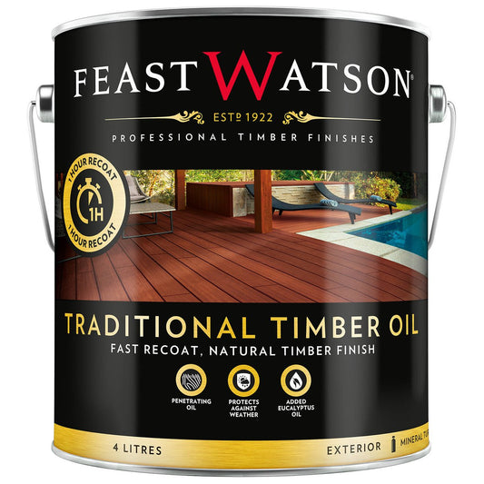 Feast Watson 4L Merbau Traditional Timber Oil UV Resistant Matt Finish - Auzzistore