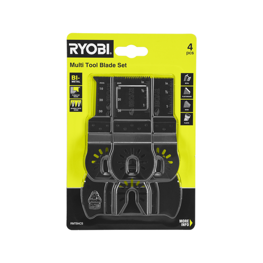 Ryobi 4 Piece Multi Tool Blade Set - 32mm to 88mm - Cutting Timber, Metal, Plasterboard, Plastic - Auzzistore