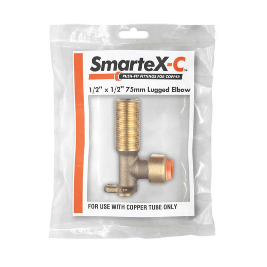 Smartex Copper Male Lugged Elbow 15 x 15mm - Push-Fit - Lead Free Brass – view 2 - Auzzistore