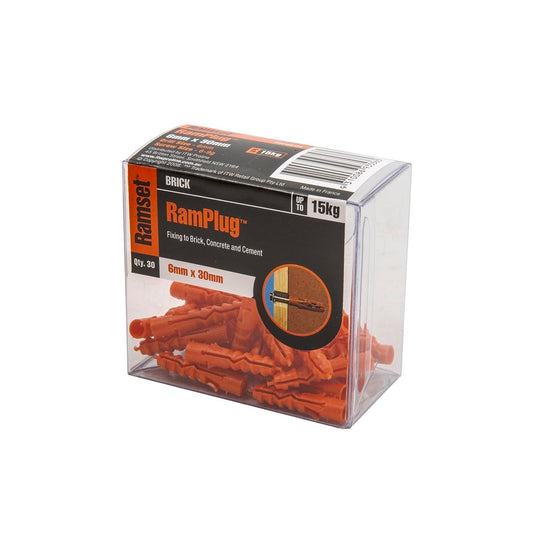 Ramset Nylon Anchor 6 x 30mm Light Duty 30 Pack Anti-Rotation - Auzzistore