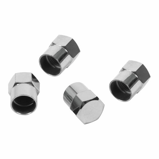 Trojan Valve Caps - 4 Pack - Chrome - Hexagonal Profile