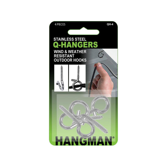 Hangman Q Hanger Picture Hanger 4 Pack - 6.8mm x 12.4mm - Rust-Proof Outdoor Hooks