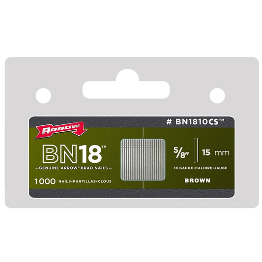 Arrow 15mm Brown Brad Nails 1000 Pack - 18-Gauge Steel - Ideal for Woodworking - Auzzistore