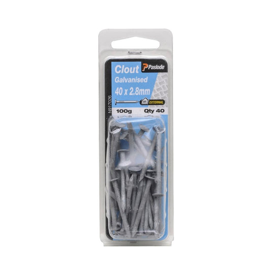 Paslode Galvanised Clout Nails 40mm 2.8mm 100g Corrosion Resistant - Auzzistore