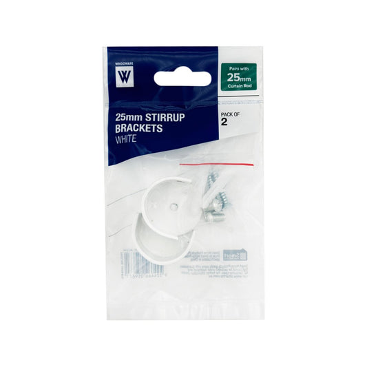 Windoware 25mm White Curtain Rod Stirrup Bracket 2 Pack - Secure Installation - Versatile Mounting – view 2 - Auzzistore