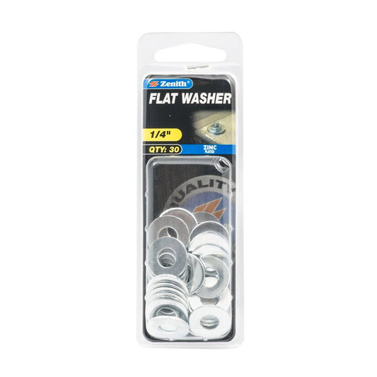 Zenith Flat Washer - 1/4 x 3/4 - 30 Pack - Zinc Plated - Internal Use - Auzzistore