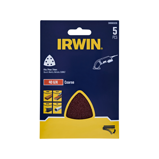 Irwin 40 Grit Detail Sheets 5 Pack - 35mm x 172mm - Quick Stock Removal - Auzzistore