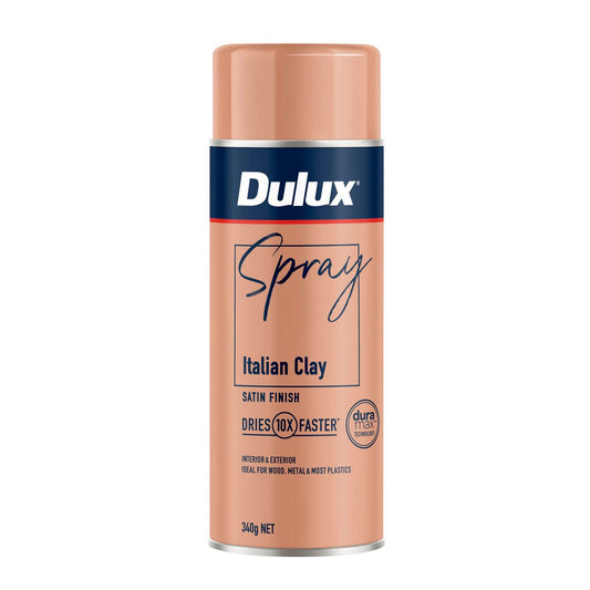 Dulux 340g Satin Spray Paint - Italian Clay - Fast Drying - Self-Priming - Auzzistore