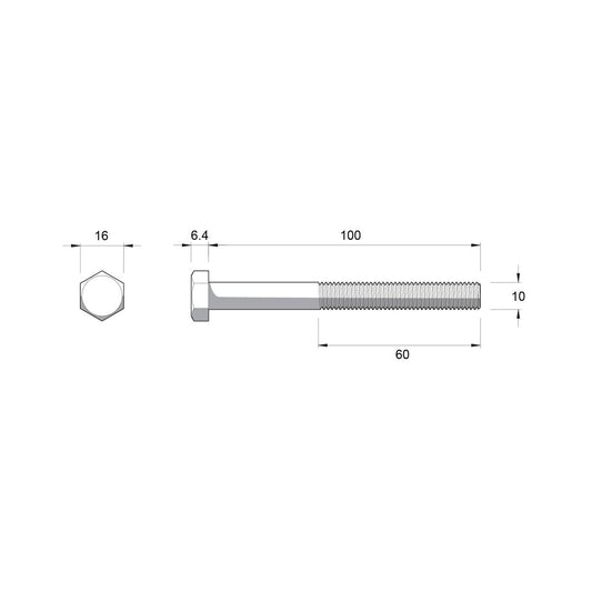 Zenith M10 x 100mm Zinc Plated Hex Head Bolts and Nuts - 2 Pack - Durable Fastening – view 2 - Auzzistore