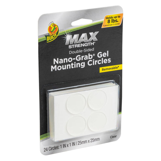 Duck Nano Grab Mounting Circles - 25mm x 25mm - Clear - 24 Pack - Strong Adhesion