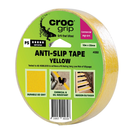 Croc Grip Anti Slip Tape - 10m x 25mm - Self-adhesive - P5 Rated - Auzzistore