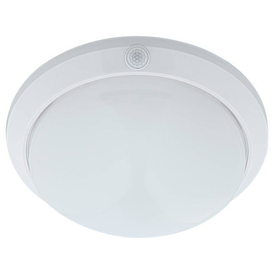 Arlec White LED Oyster Sensor Light 18W Plastic Weather Resistant