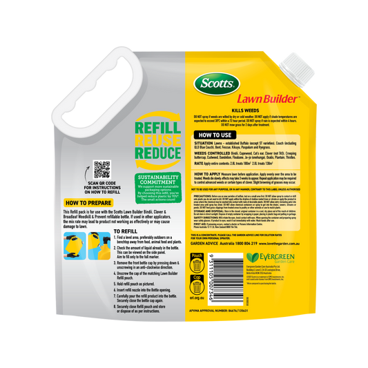Scotts Lawn Builder Bindii Clover Broadleaf Weedkill Prevent Refill Pouch - 2.5kg - 70% Less Plastic - Effective Weed Control for All Lawns – view 2 - Auzzistore