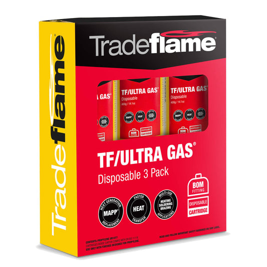 Tradeflame Mapp Replacement Gas 400g 3 Pack High-Performance Cartridges - Auzzistore