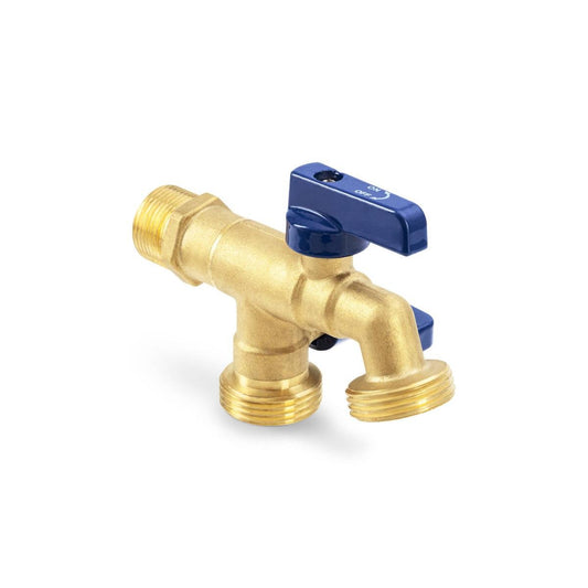 Brasshards Dual Mi Hose Tap 20mm Lead Free - Dual Outlets - Brass - Auzzistore