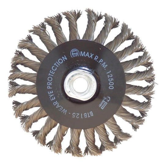 Josco Twistknot Wire Bevel Brush - 125mm - High Carbon Steel - Rust Removal - Auzzistore