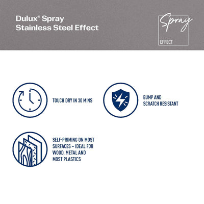 Dulux Spray Paint Effects 300g - Stainless Steel - 0.3L - Fast Drying