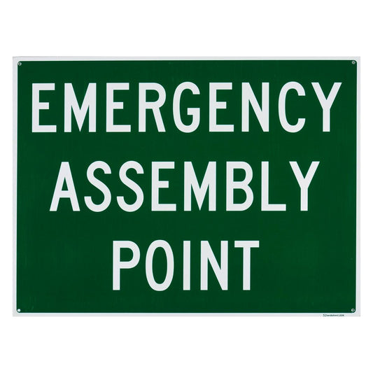 Sandleford Emergency Assembly Point Plastic Sign 450 x 600mm Green/White - Auzzistore