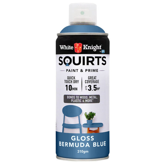 White Knight Squirts Bermuda Blue Gloss Spray Paint 310g Durable Finish