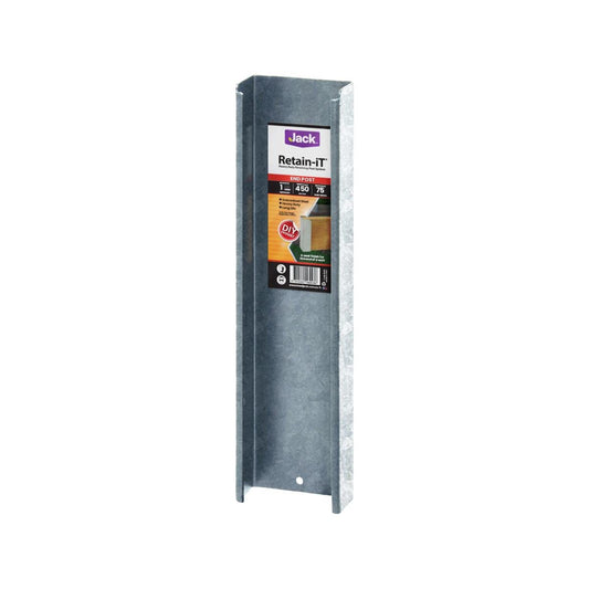 Jack End Post - 75 x 450mm - Galvanised Steel - Durable Retaining Solution - Auzzistore