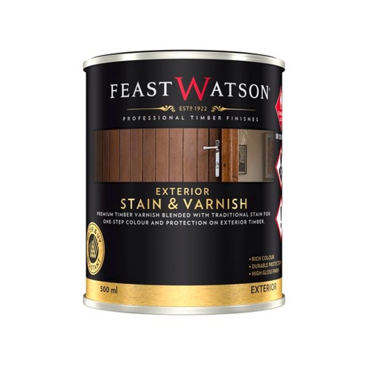 Feast Watson Exterior Stain And Varnish - 500ml - Black - UV Resistant - Auzzistore