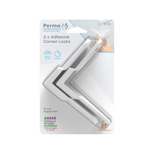Perma Child Safety Corner Drawer Locks - 2 Pack - Plastic - Easy Install