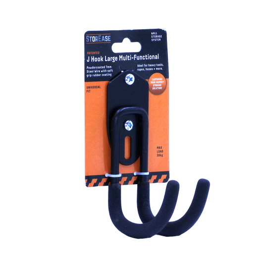 Storease Large Wall Storage System J Hook - 30kg Capacity - Black