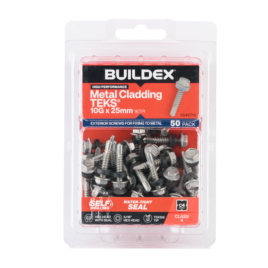 Buildex 10g x 25mm Cladding Fencing Teks Screws - 50 Pack - Corrosion Resistant - Auzzistore