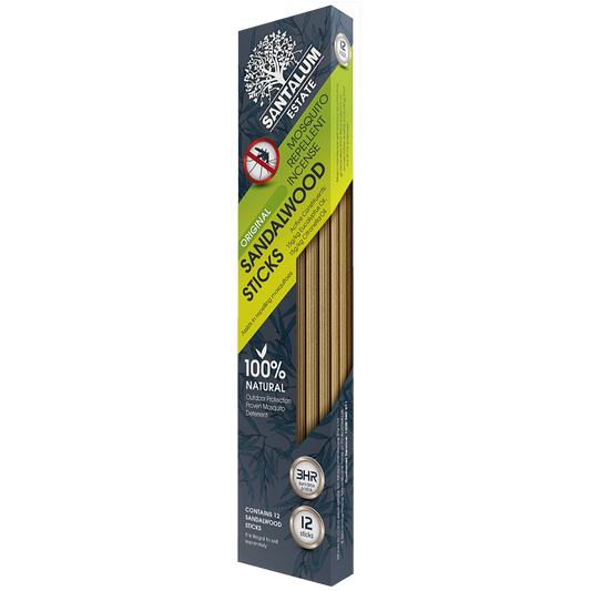 Santalum Sandalwood Incense Sticks - 12 Pack - Natural - Outdoor Use